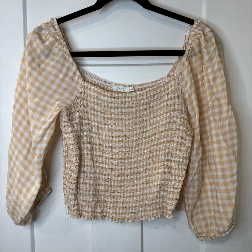 Lush Crop Top beige gingham E1.2
